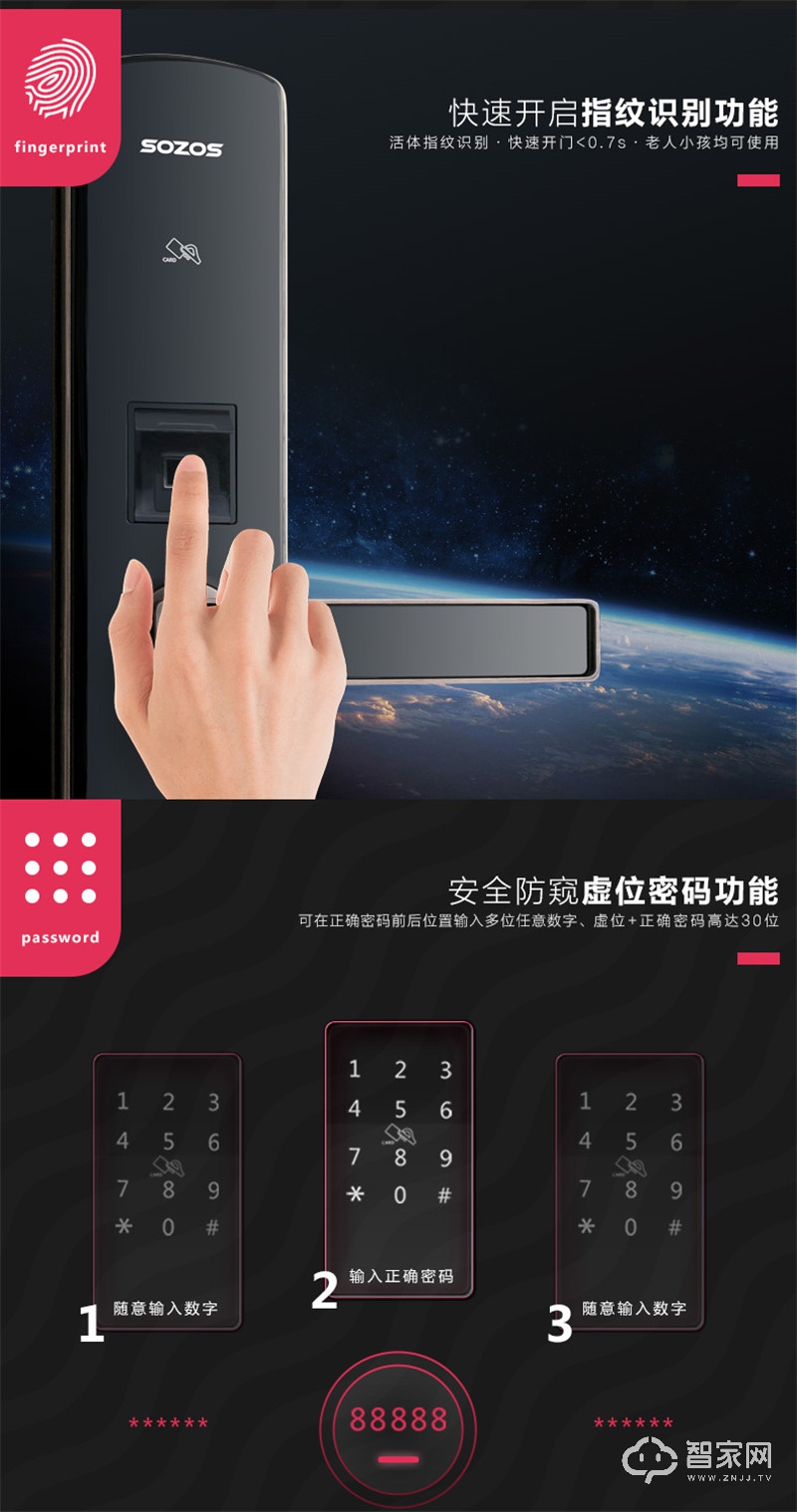 智能指纹密码锁 家用电子密码锁