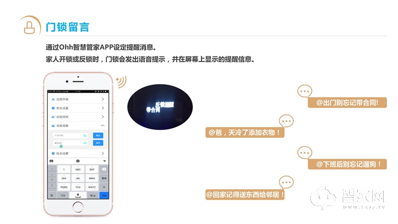 Ohh全感知智能锁 滑盖指纹密码锁 APP远程开锁