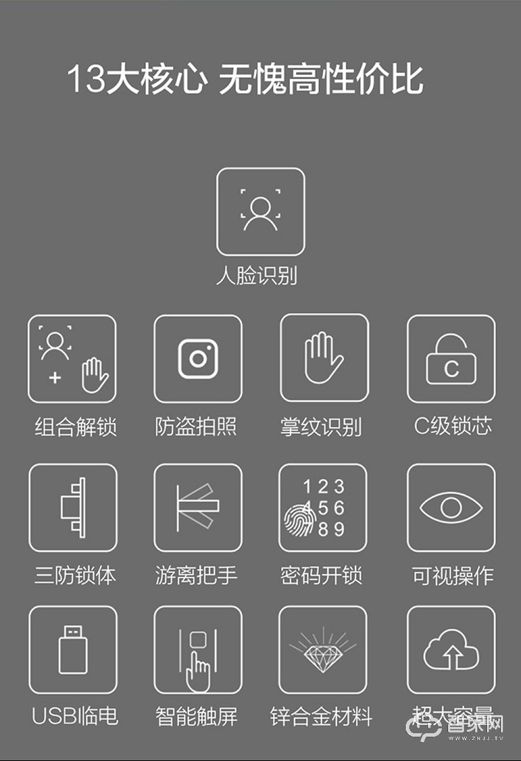 芯恒安人脸识别锁 家用智能防盗门锁