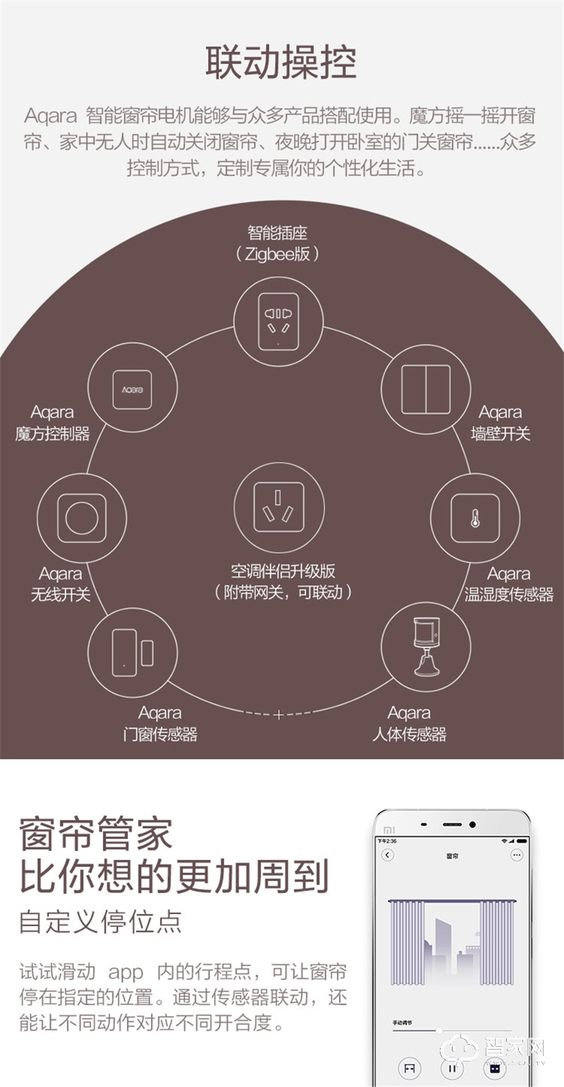 米家智能电动窗帘电机 遥控自动开合轨道