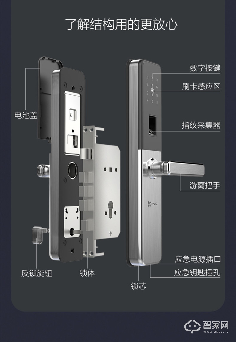 萤石指纹锁密码锁 智能门锁 互联网家用防盗锁