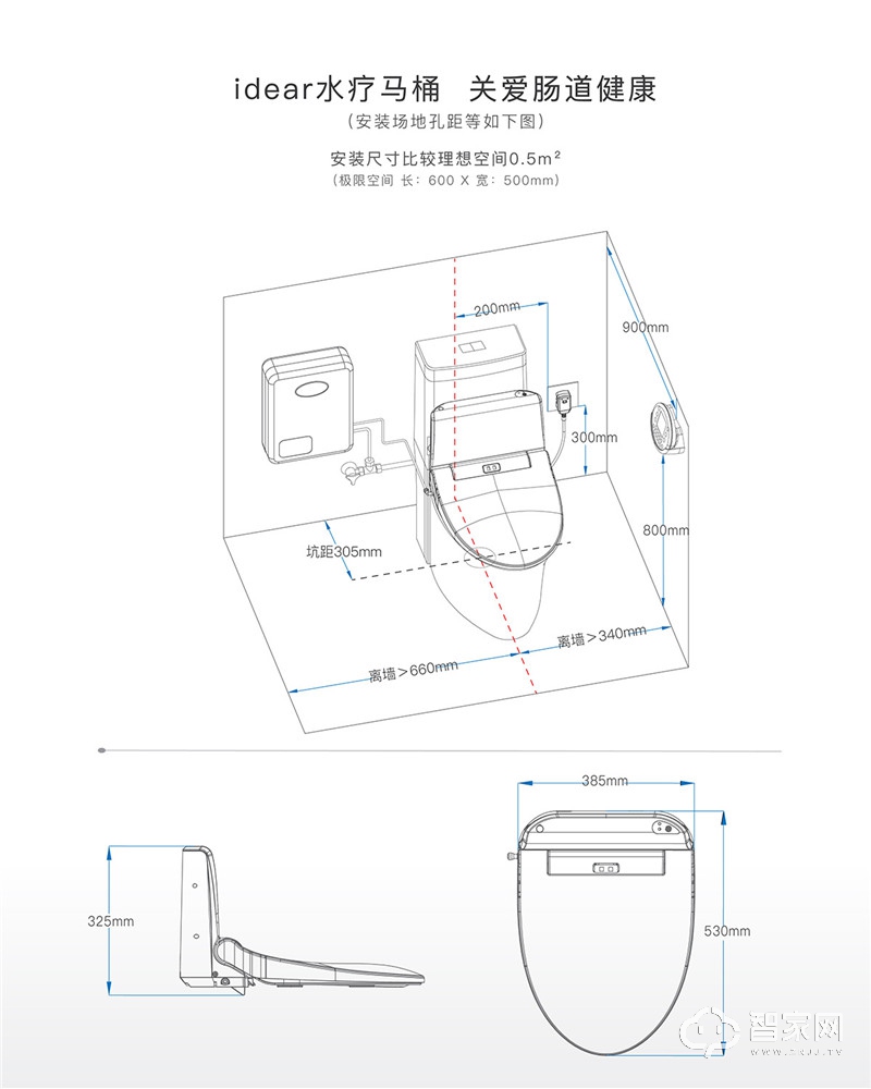 地尔智能水疗马桶盖  暖风烘干 无线遥控 