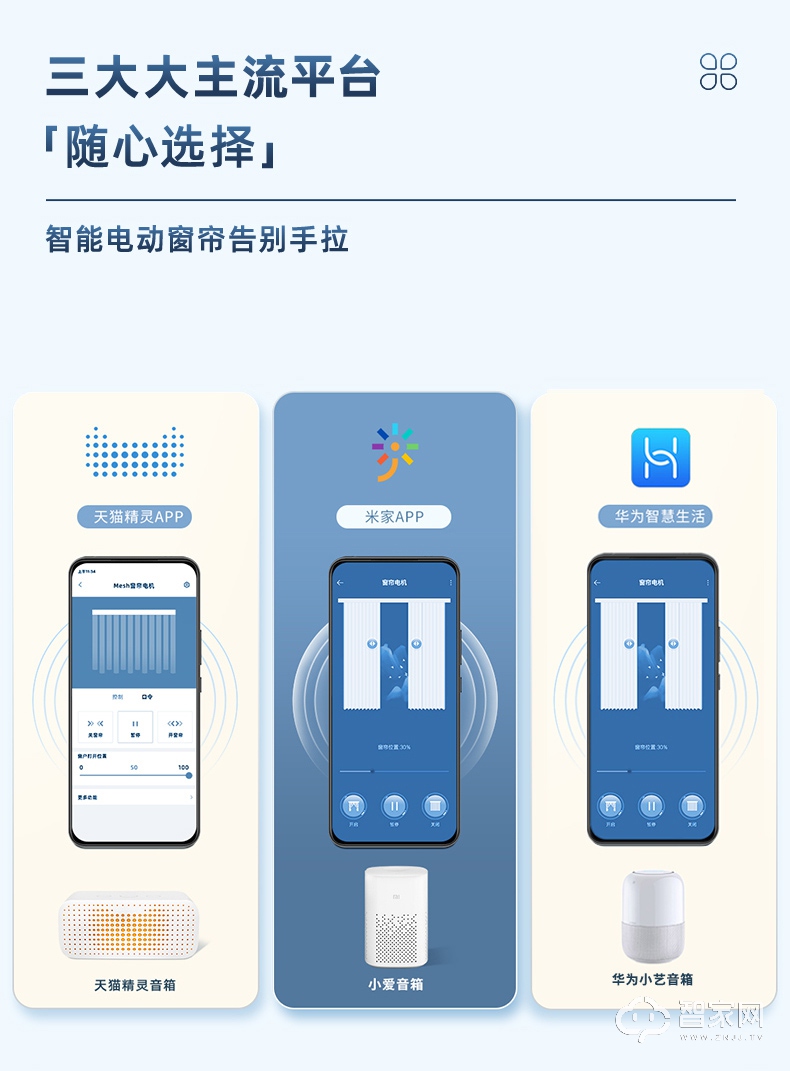 科创者电动窗帘轨道 智能家居全自动电机天猫精灵声控