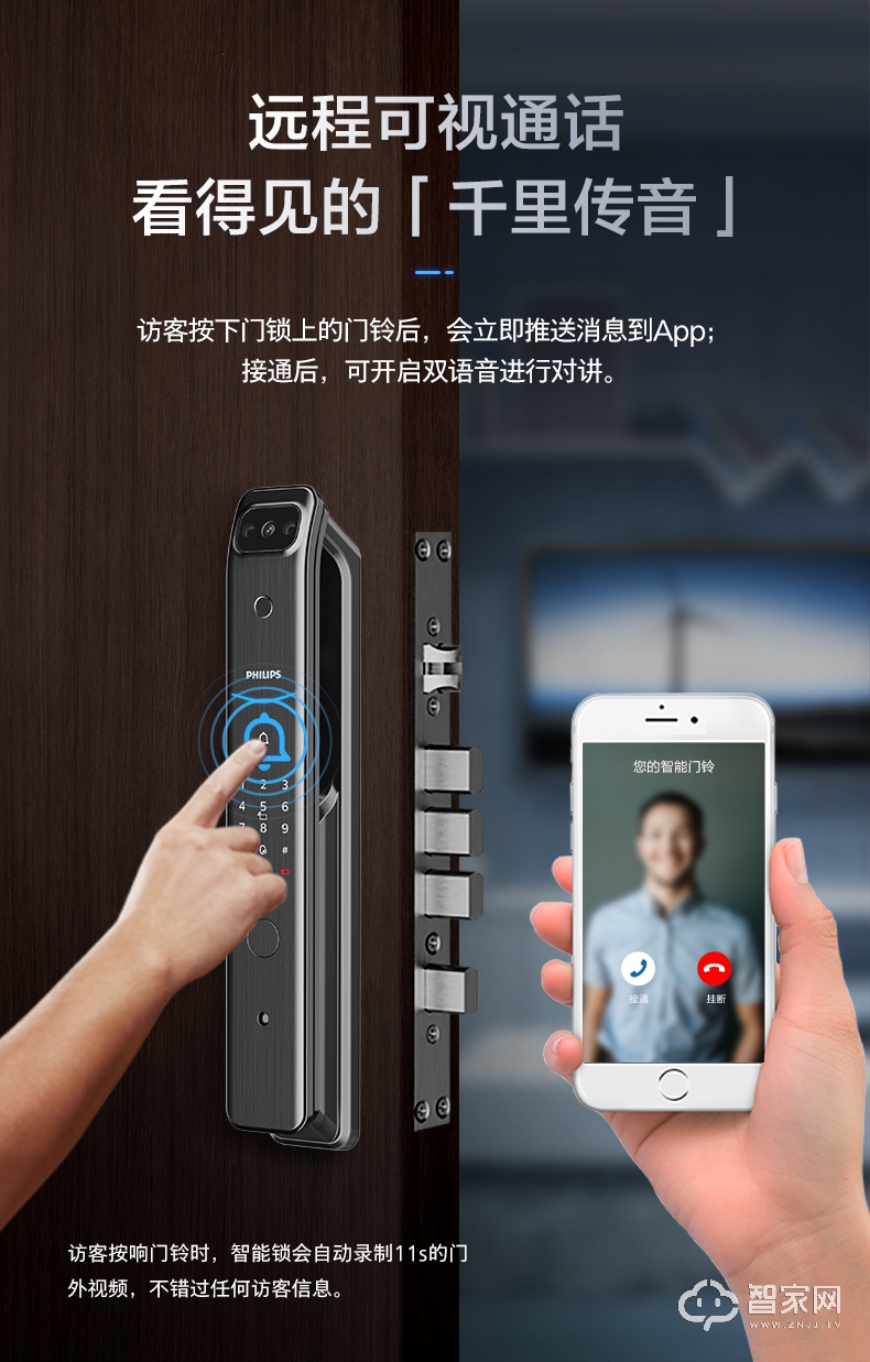 飞利浦智能锁 DDL708-V猫眼视频锁