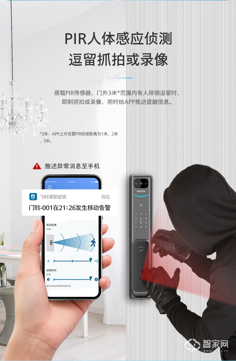 飞利浦智能锁Alpha-V 可视猫眼带屏家用防盗门指纹锁