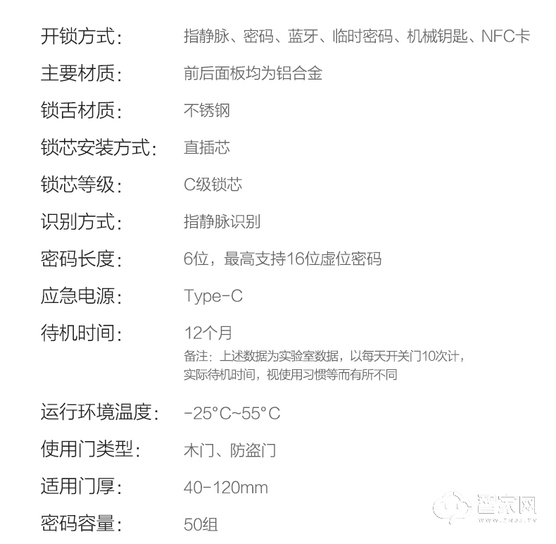 鹿客全自动智能锁 Sv40指静脉推拉密码锁