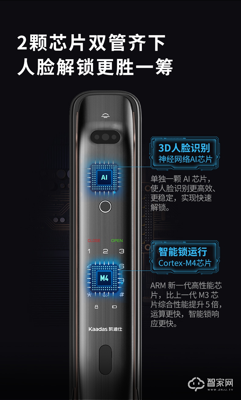 凯迪仕智能锁 K20 MAX PLUS可视猫眼人脸识别指纹锁