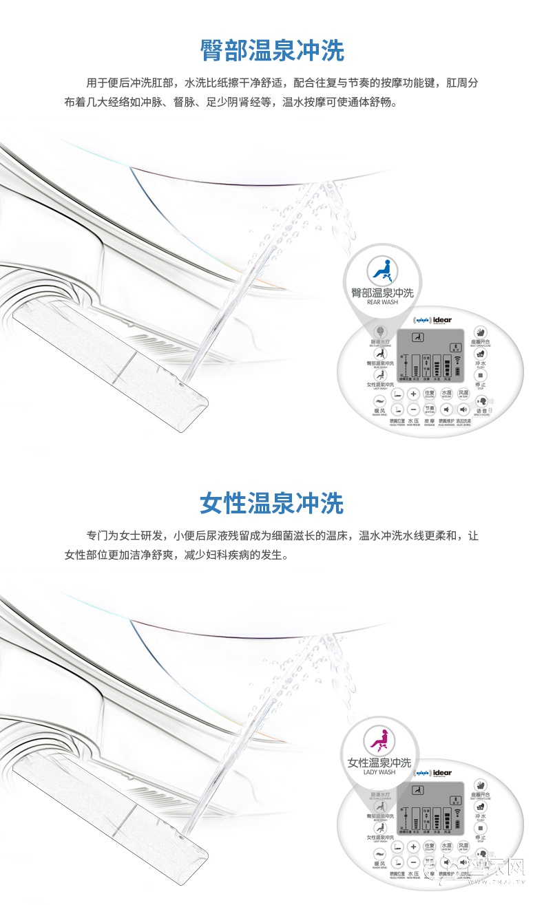 idear地尔水疗智能马桶 家用灌肠通便带水箱坐便器（特惠舱））